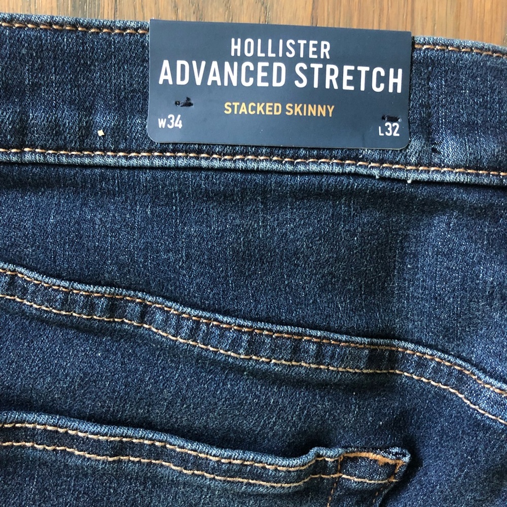 Hollister RIPPED DARK WASH STACKED SKINNY JEANS- W34 L32 - Picture 12 of 12